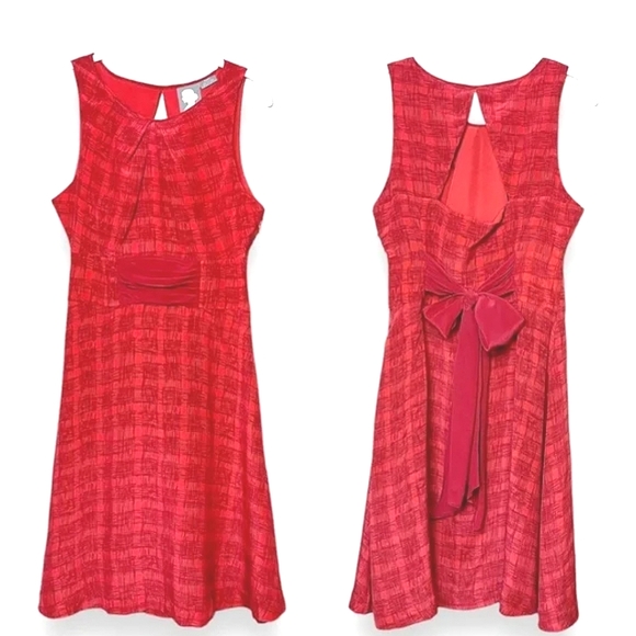 ANTHRO Girls From Savoy Red Goji Plaid Silk Sleeveless Dress Size 4 - Picture 13 of 15